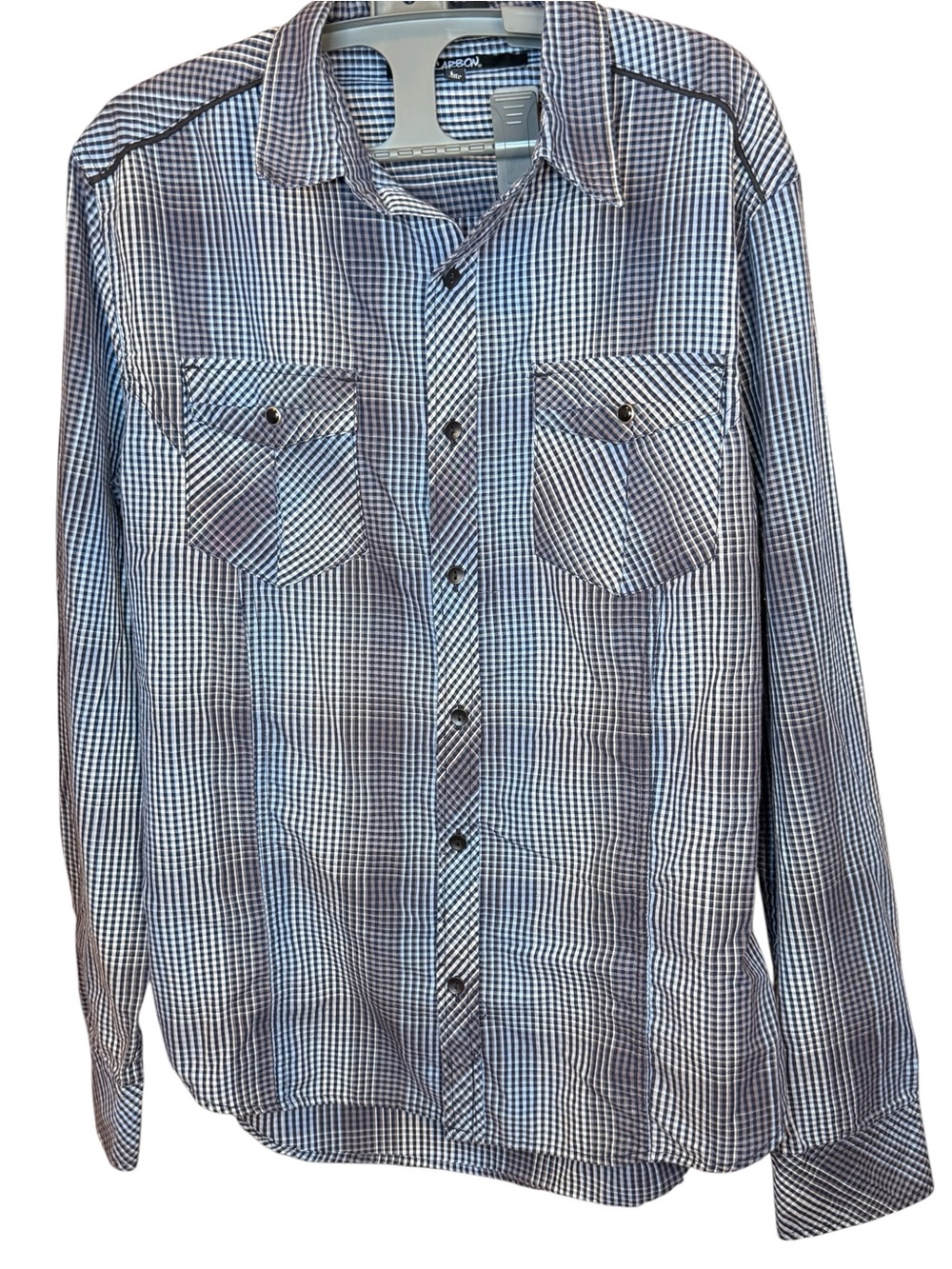 Carbon Size Large Men's Blue Check Button-Up Shirt